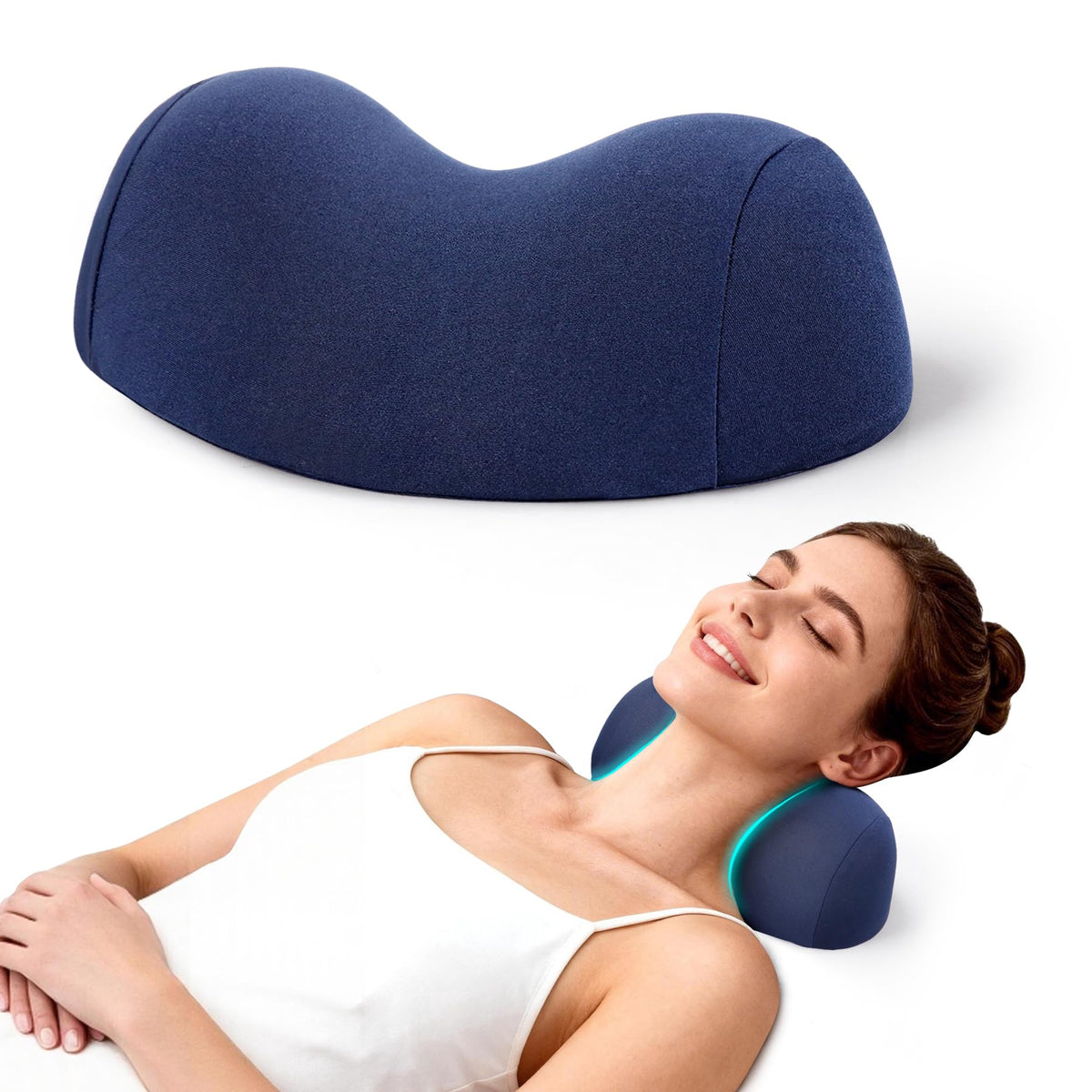 COMFYTHERA vista frontal de la almohada cervical mostrando forma ergonómica y soporte