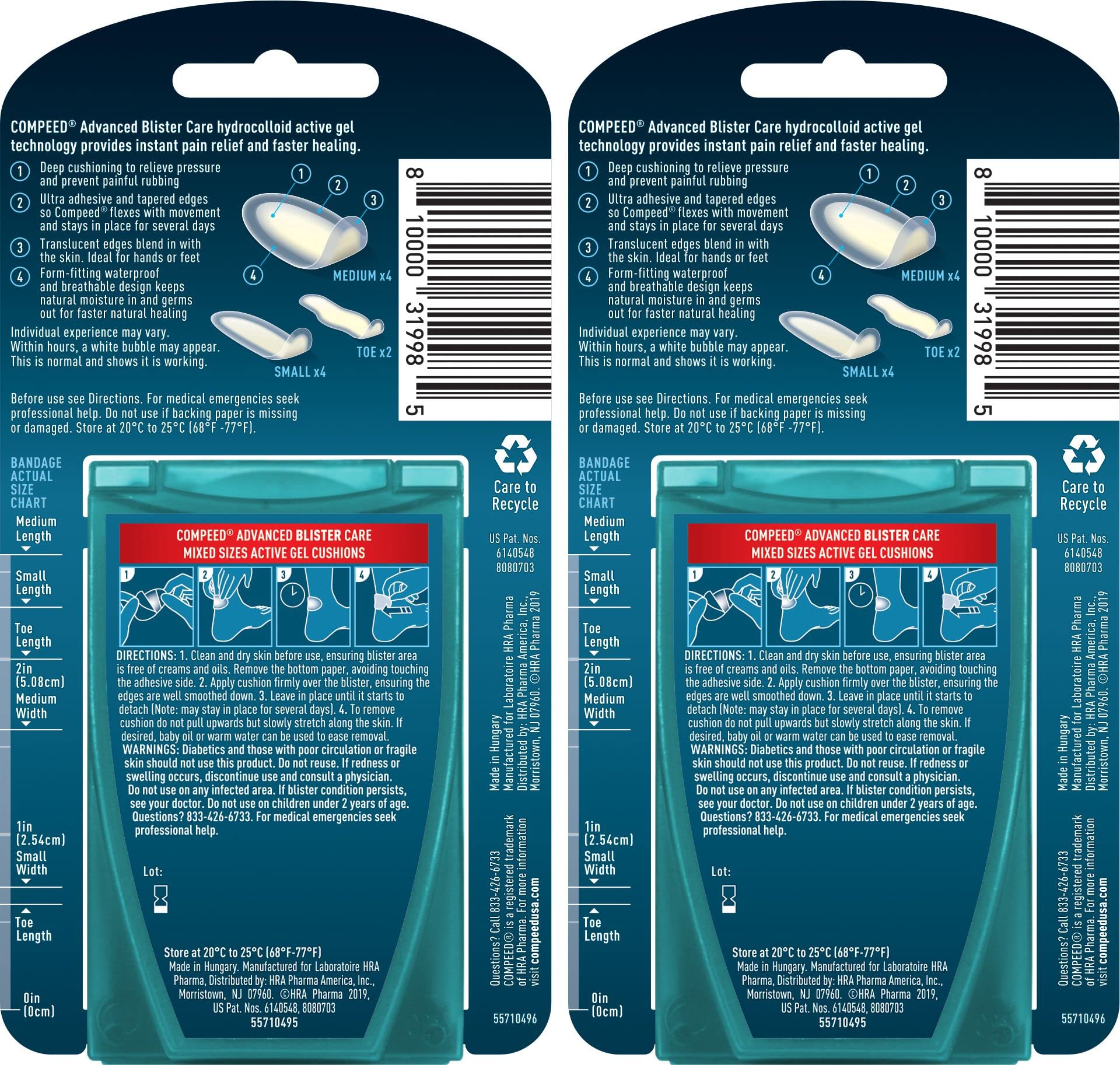 compeed primer plano del gel hidrocoloide que amortigua y reduce el dolor