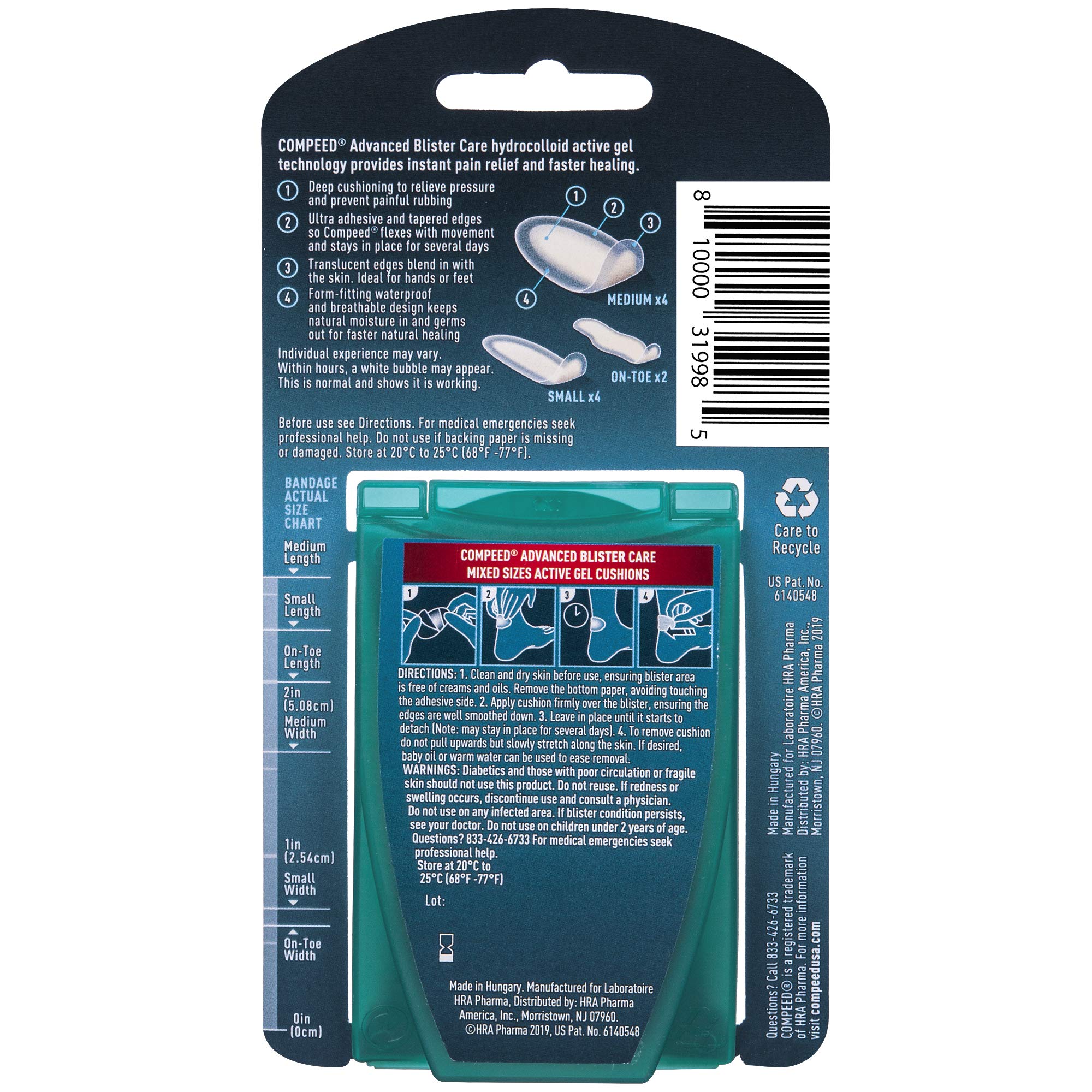 Compeed primer plano del gel interior de la almohadilla mostrando amortiguación y adaptación