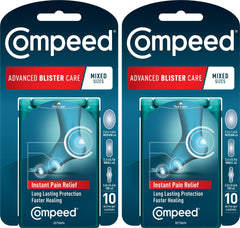 compeed paquete frontal mostrando 10 almohadillas y beneficio de protección prolongada