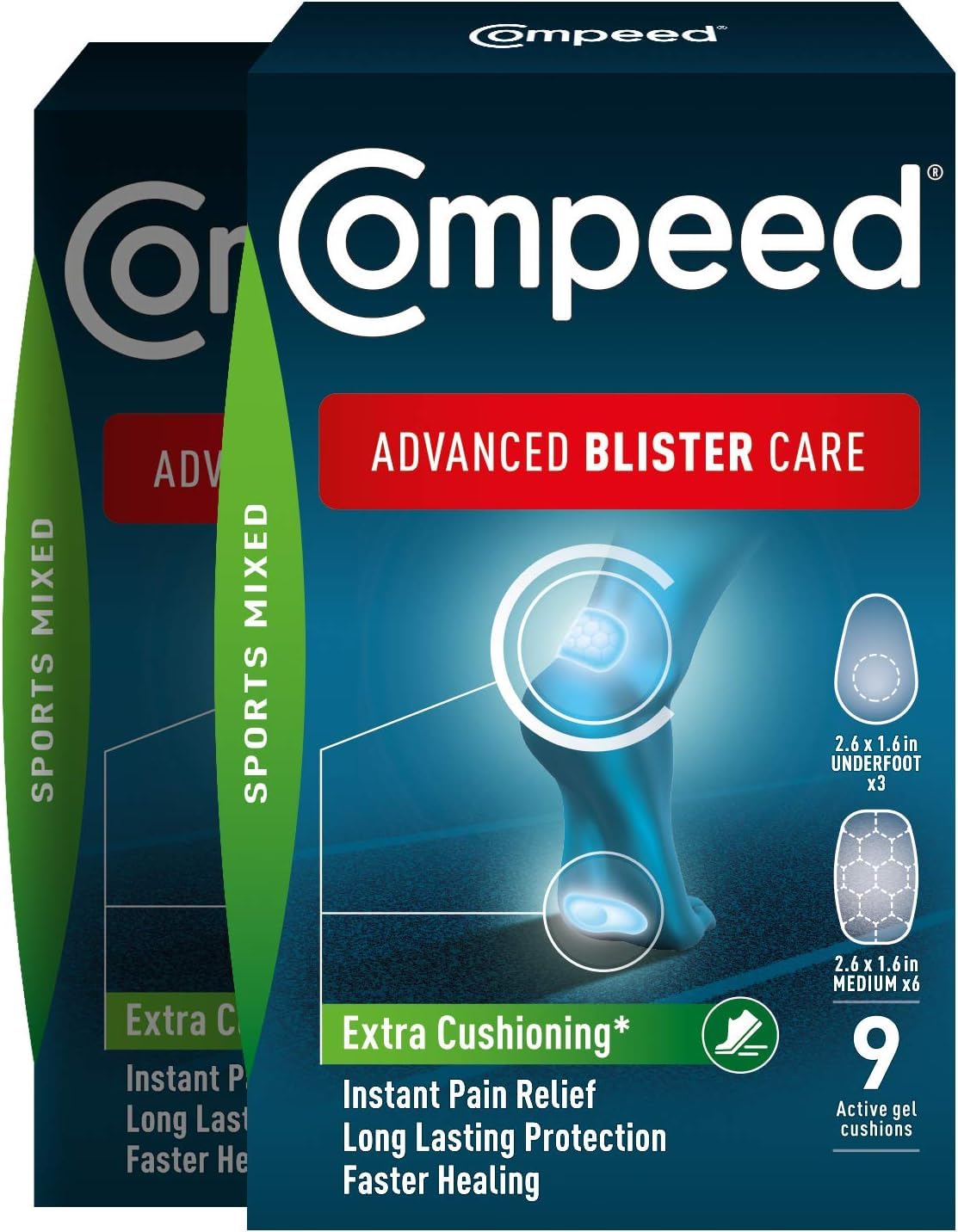 Parche antiampollas Compeed con alivio inmediato para deporte.