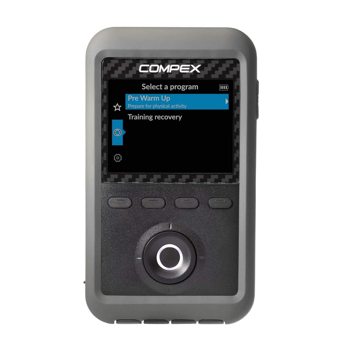 Compex Performance 3.0 frontal mostrando controles y beneficio de uso fácil