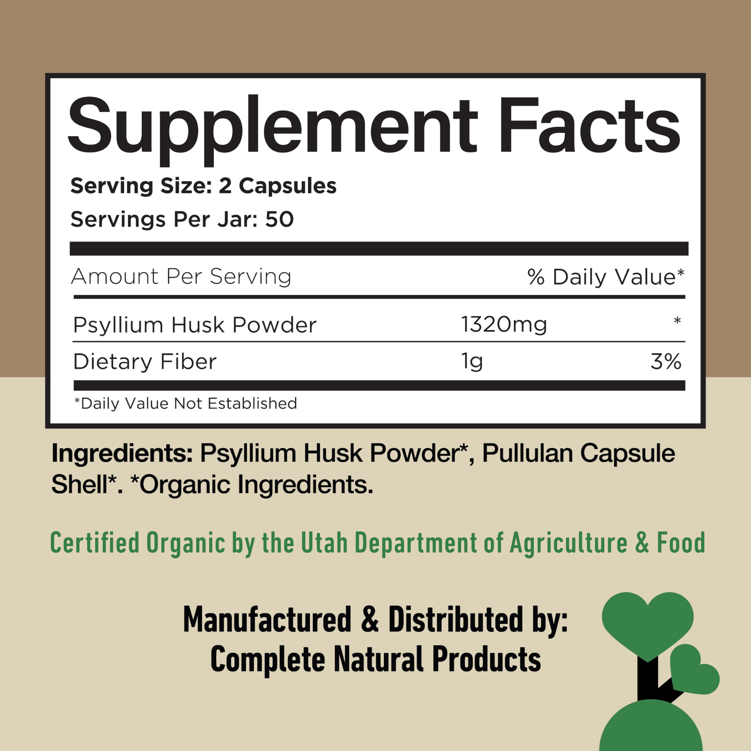 Complete Natural Products bote abierto con cápsulas expuestas, facilidad de uso diaria