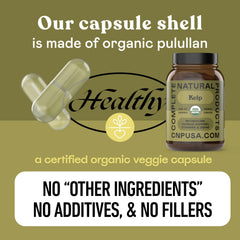 Complete Natural Products botella sobre madera, presentación natural y confiable