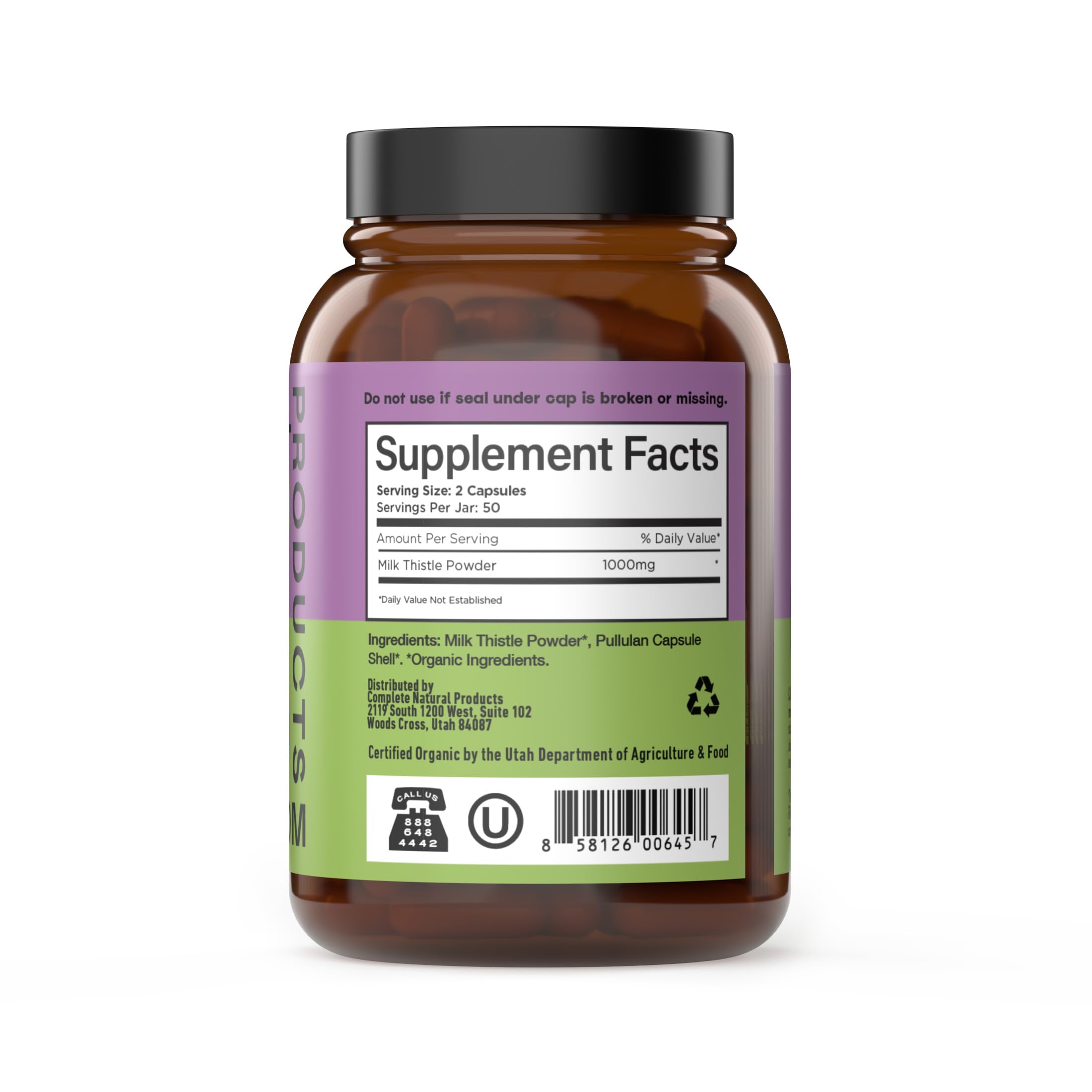Complete Natural Products cápsulas veganas en primer plano, fáciles de tragar para uso diario