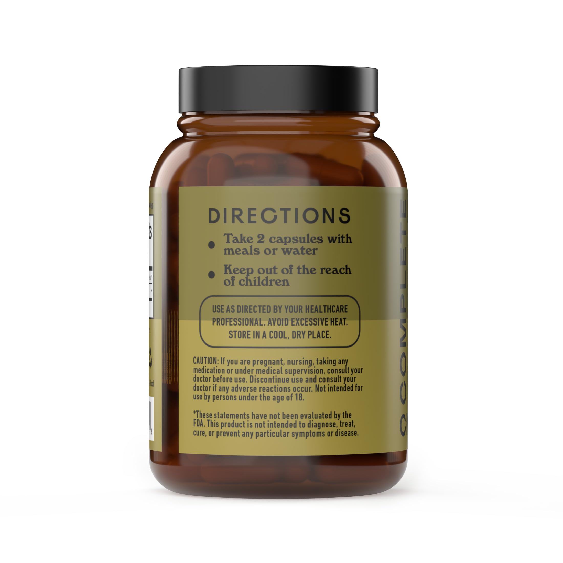 Complete Natural Products cápsulas en mano, fácil dosificación y conveniencia