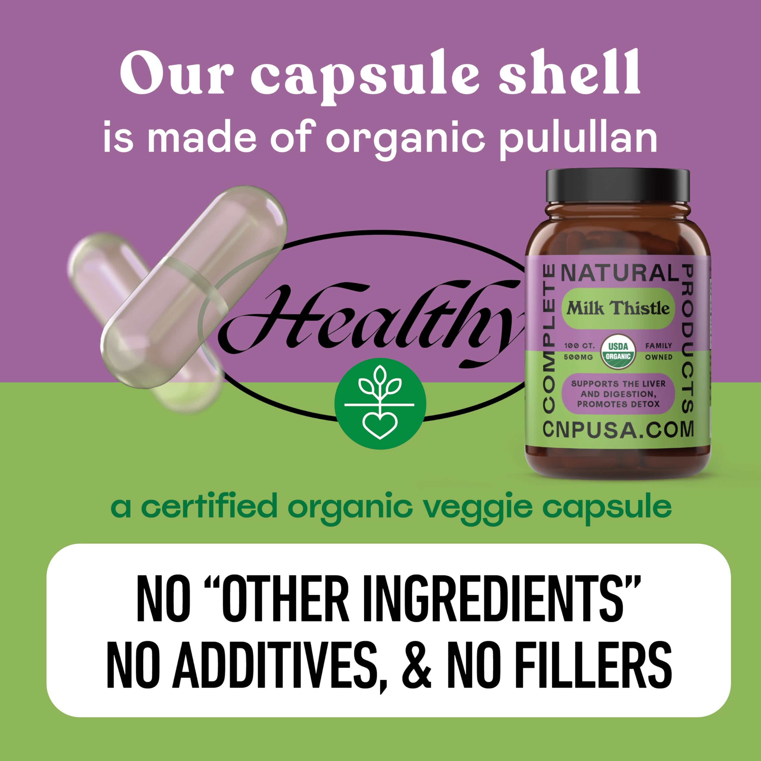 Complete Natural Products envase de vidrio ecológico destacando sostenibilidad del embalaje