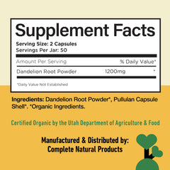 Complete Natural Products etiqueta nutricional en primer plano y transparencia