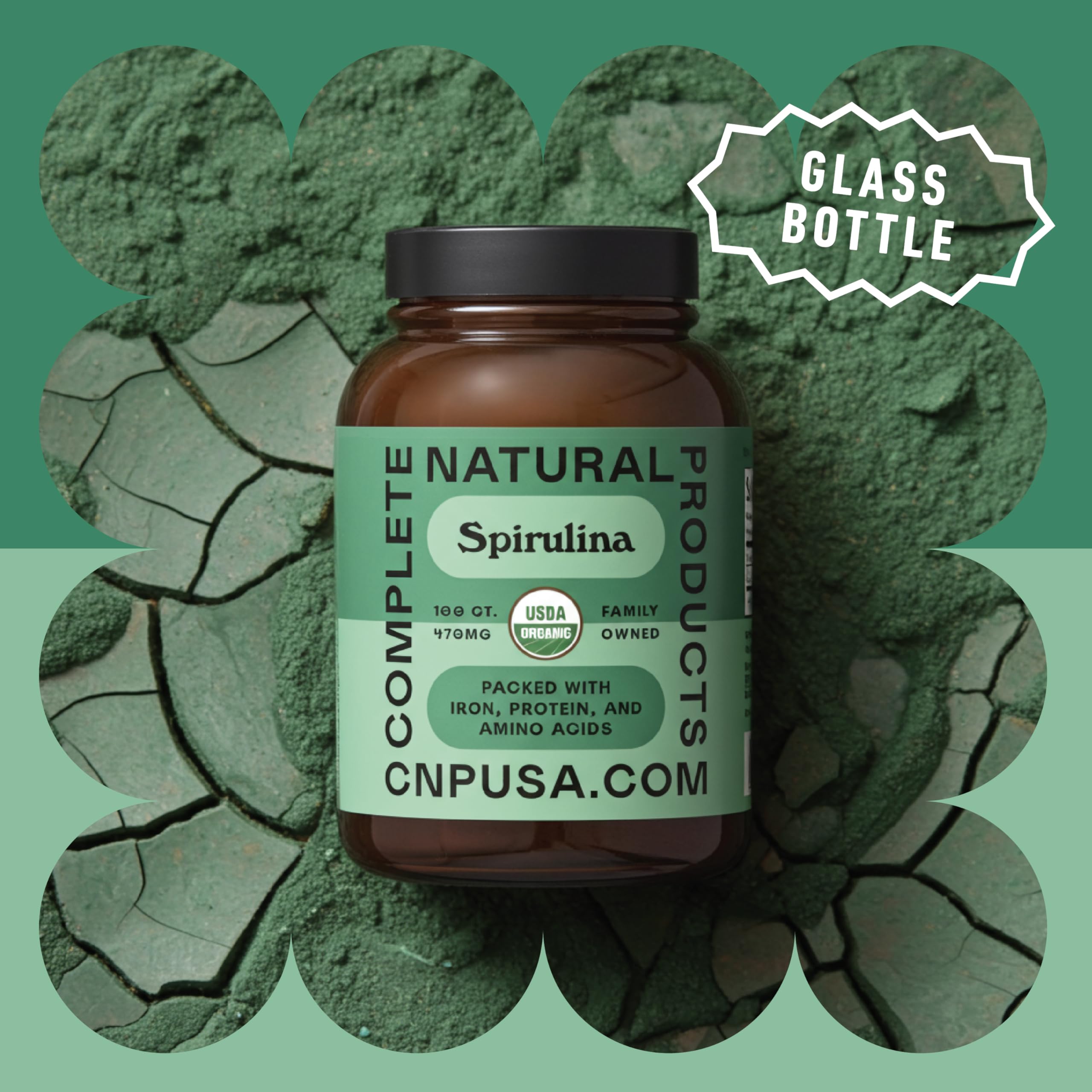 Complete Natural Products frasco abierto con cápsulas, cómodo para llevar