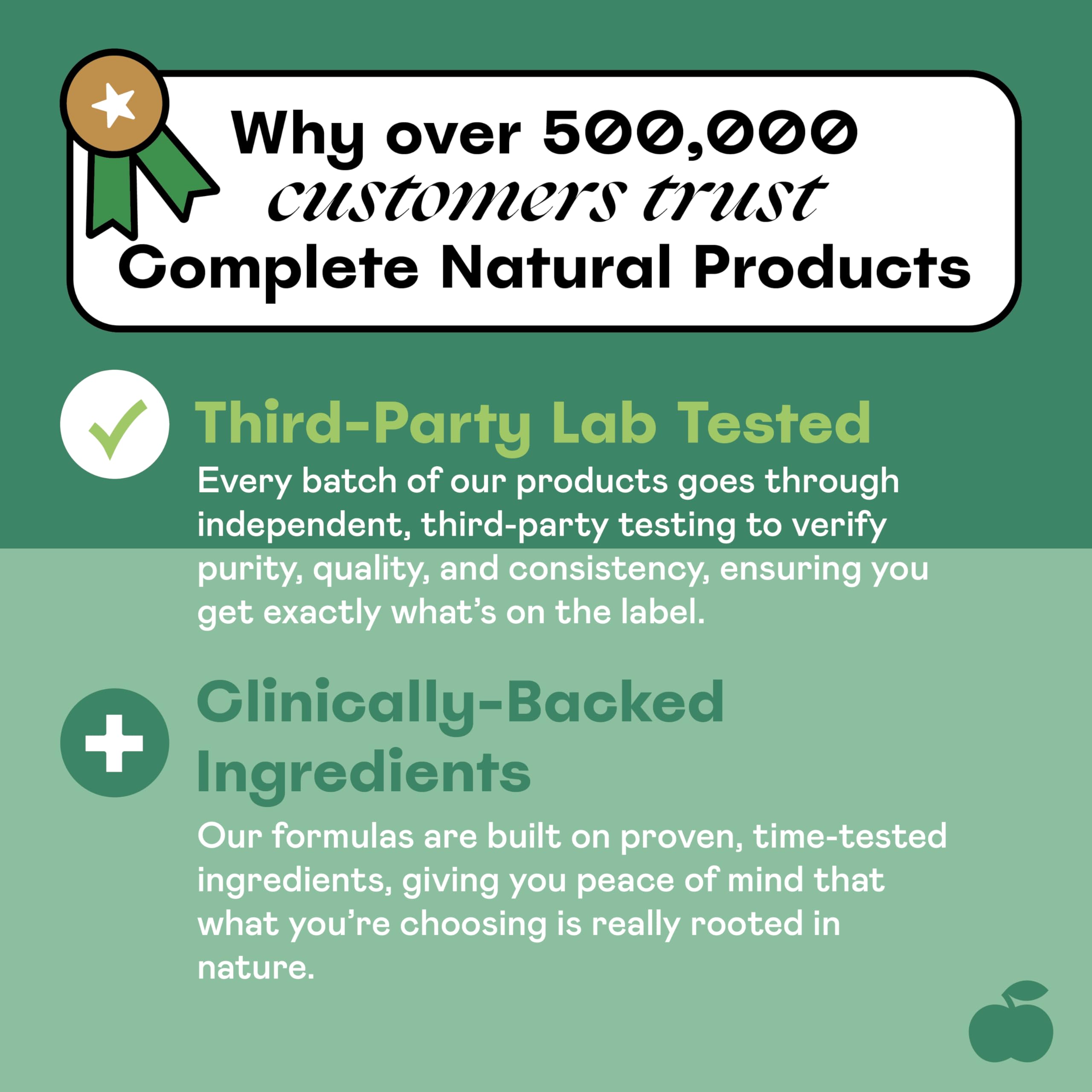 Complete Natural Products sello hecho en EE. UU., garantía de calidad