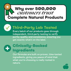Complete Natural Products sello hecho en EE. UU., garantía de calidad