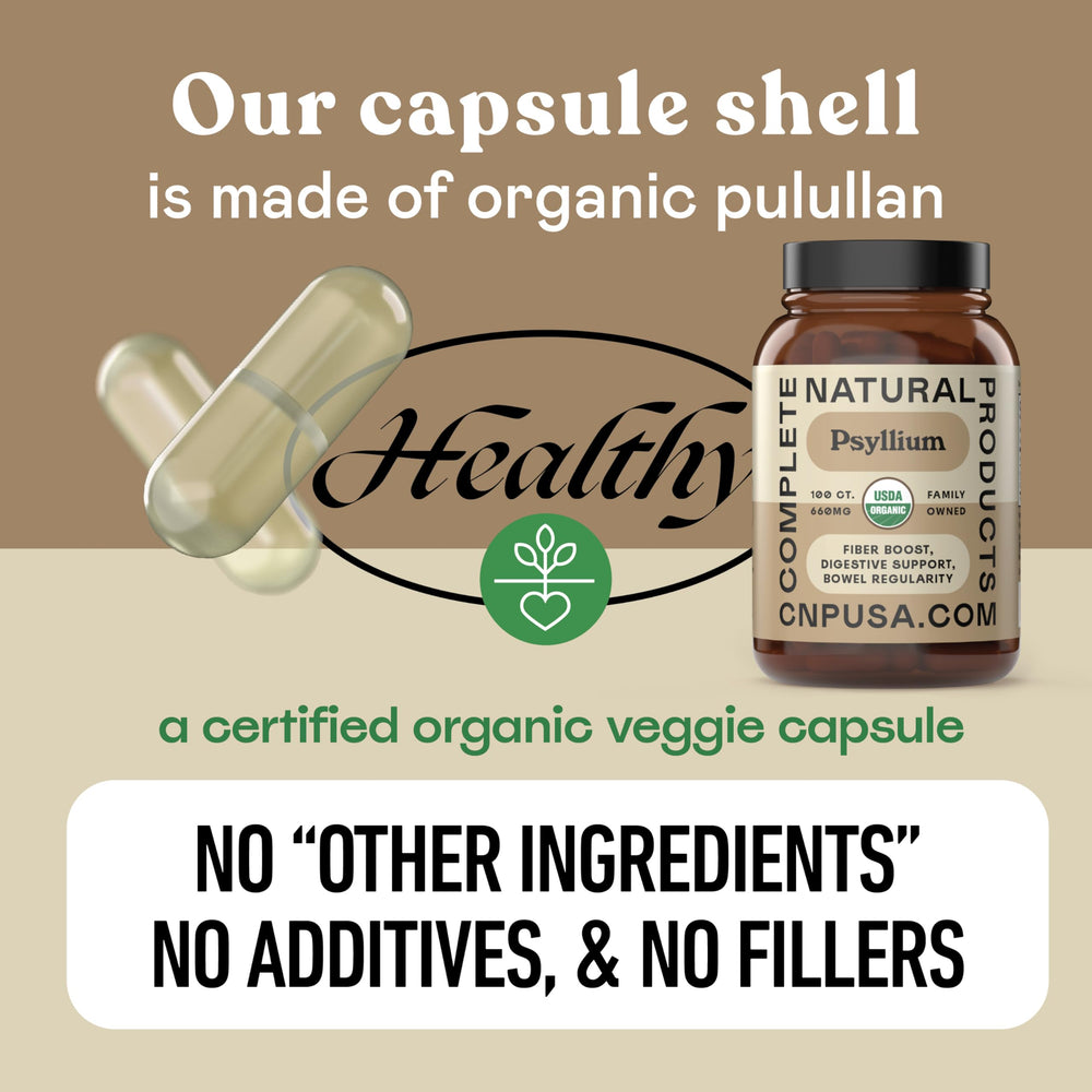 Complete Natural Products cápsulas en neceser de viaje, conveniencia fuera de casa
