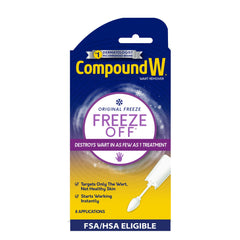 Compound W envase frontal mostrando 8 aplicaciones y facilidad de uso