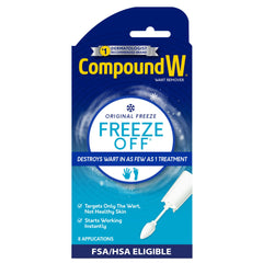 Compound W envase frontal mostrando el aplicador y beneficios de precisión