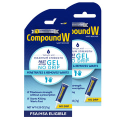 Compound W frontal del pack de dos tubos mostrando presentación y beneficio práctico