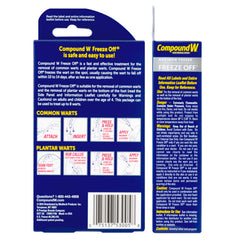 Compound W etiqueta con instrucciones claras, ayuda a aplicar correctamente