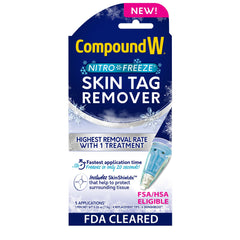 Compound W presentación frontal del kit mostrando el bolígrafo y caja, confianza y conveniencia