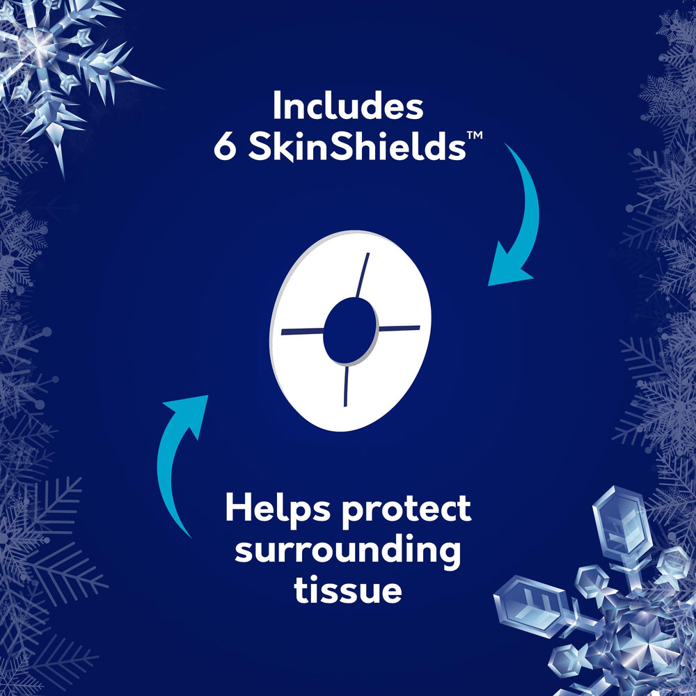 Compound W SkinShields en primer plano, protegen la piel circundante durante el tratamiento