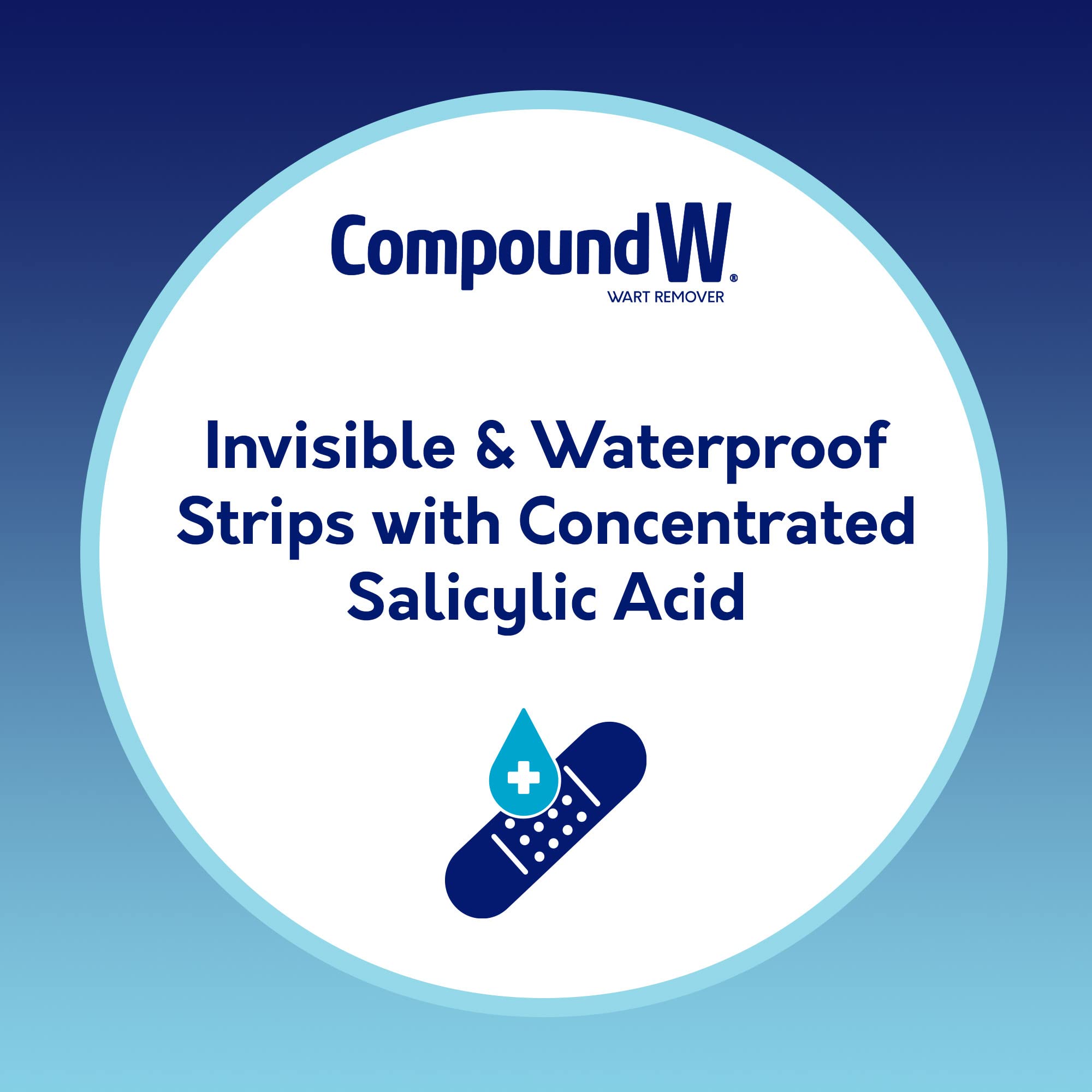 Compound W tira aplicada en el pie, protección y alivio al caminar
