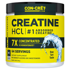 CON-CRET envase frontal mostrando 64 porciones y sin sabor, confianza de calidad
