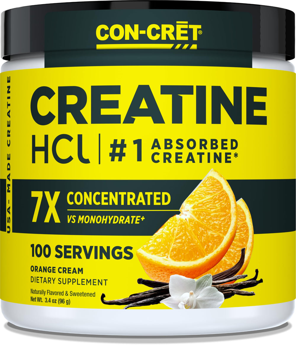 CON-CRET envase frontal naranja crema mostrando marca y porciones