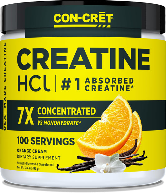 CON-CRET envase frontal naranja crema mostrando marca y porciones