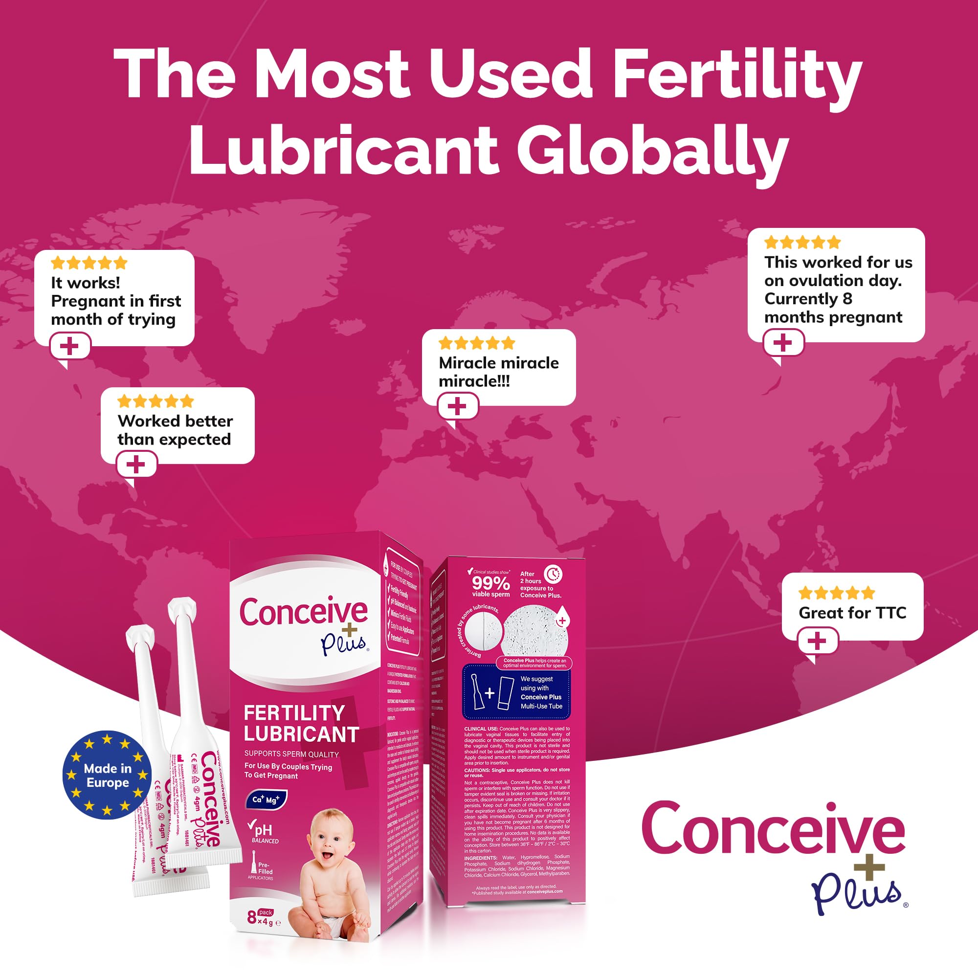 CONCEIVE PLUS etiqueta del envase mostrando ingredientes y pH equilibrado