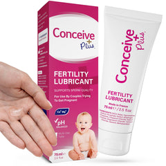 CONCEIVE PLUS tubo abierto antes de la relación mostrando uso simple