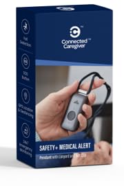 Connected Caregiver Safety+ comparación de tamaño en mano, diseño pequeño y liviano para uso cómodo