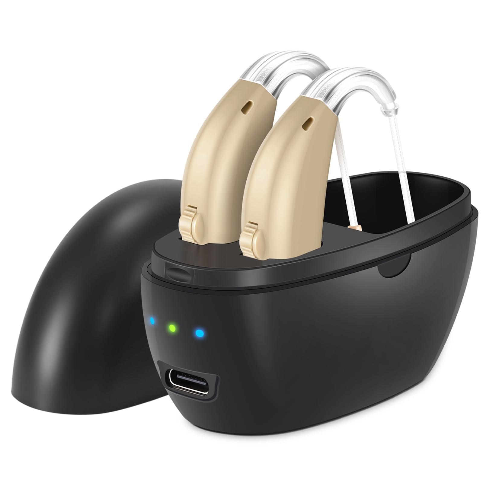 CONNOVA audífonos frontal visible, diseño discreto y cómodo