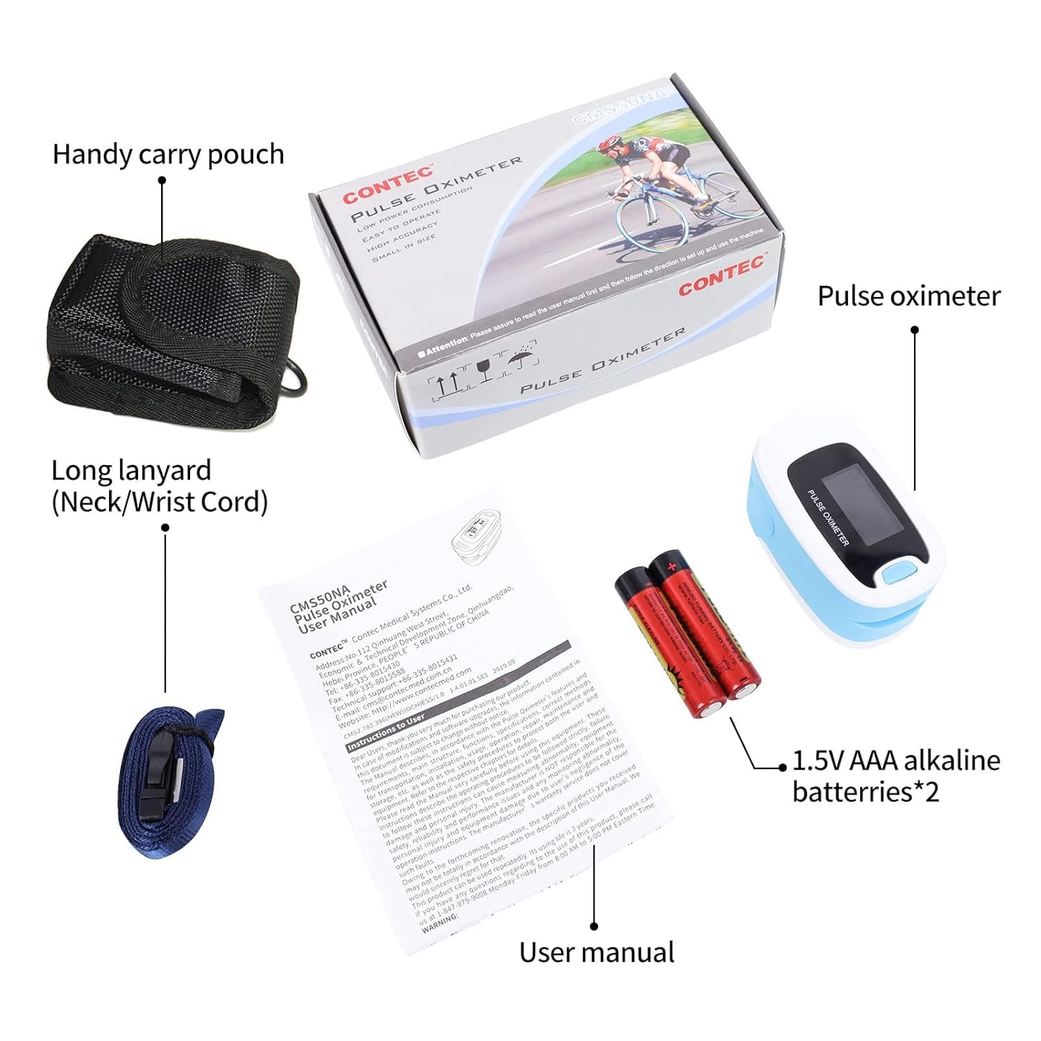 CONTEC con funda y cordón para transporte seguro y práctico