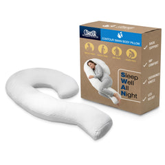 Contour vista frontal de la almohada en forma de cisne mostrando soporte ergonómico