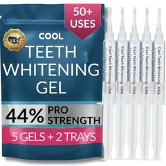 Cool Teeth Whitening empaque frontal mostrando kit completo y beneficios