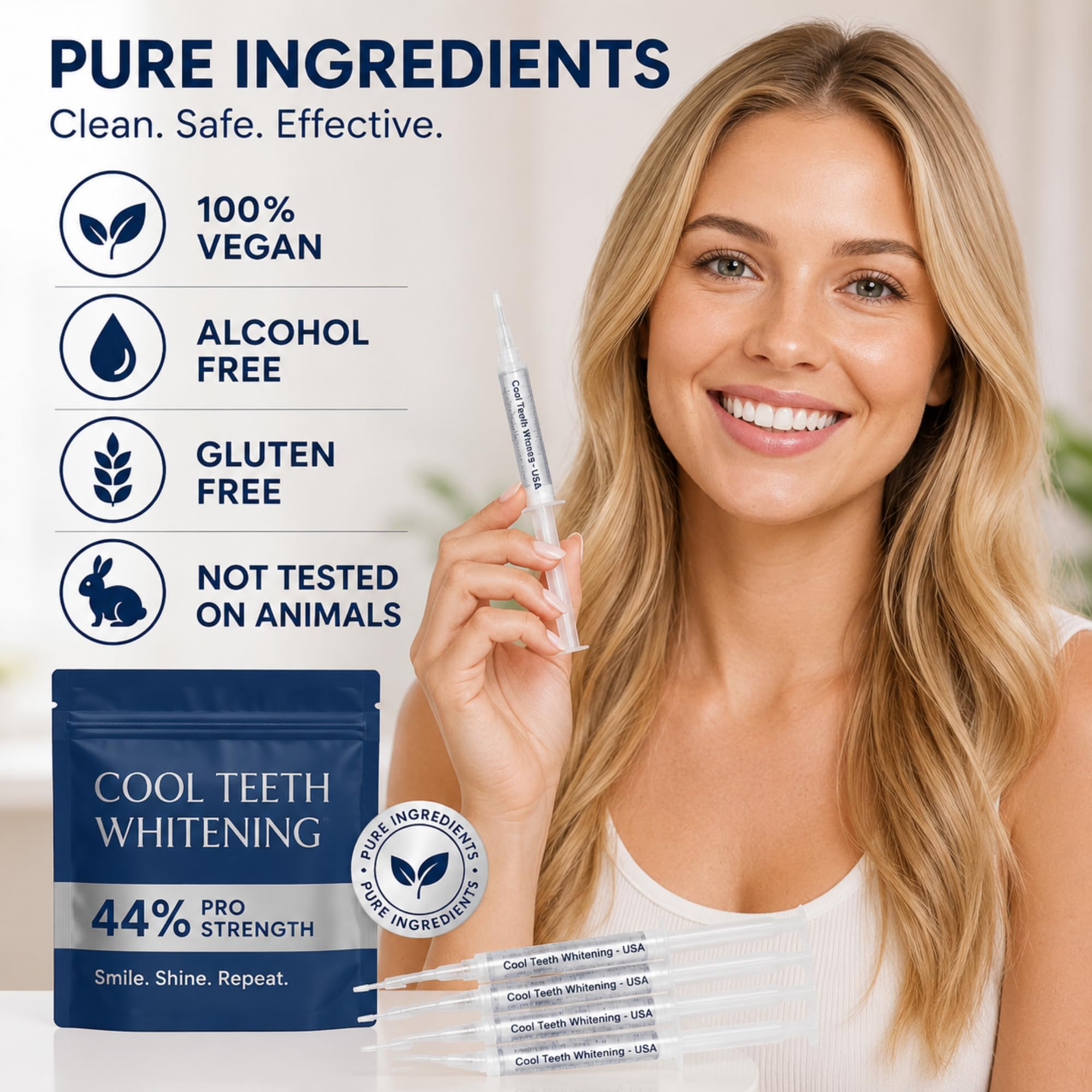 Cool Teeth Whitening jeringas marcadas para dosificación precisa y ahorro