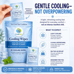 CoolHer toallita desplegada mostrando textura suave y húmeda, refresco inmediato