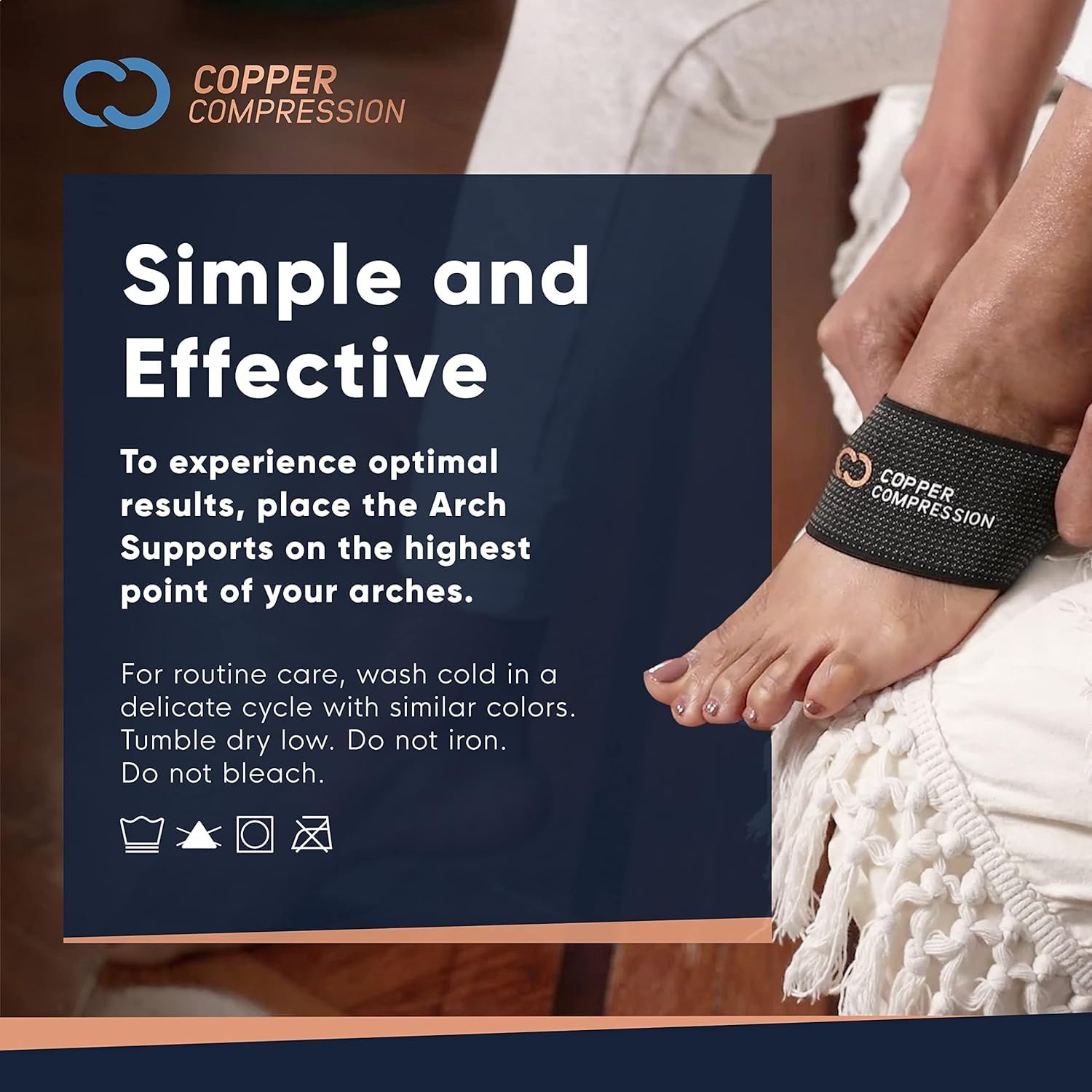 Copper Compression comparación de tamaño para evaluar ajuste y perfil bajo