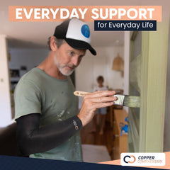 Copper Compression embalaje con etiqueta y especificaciones de talla visibles