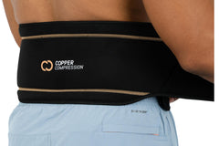 Copper Compression faja lumbar frontal mostrando ajuste y soporte