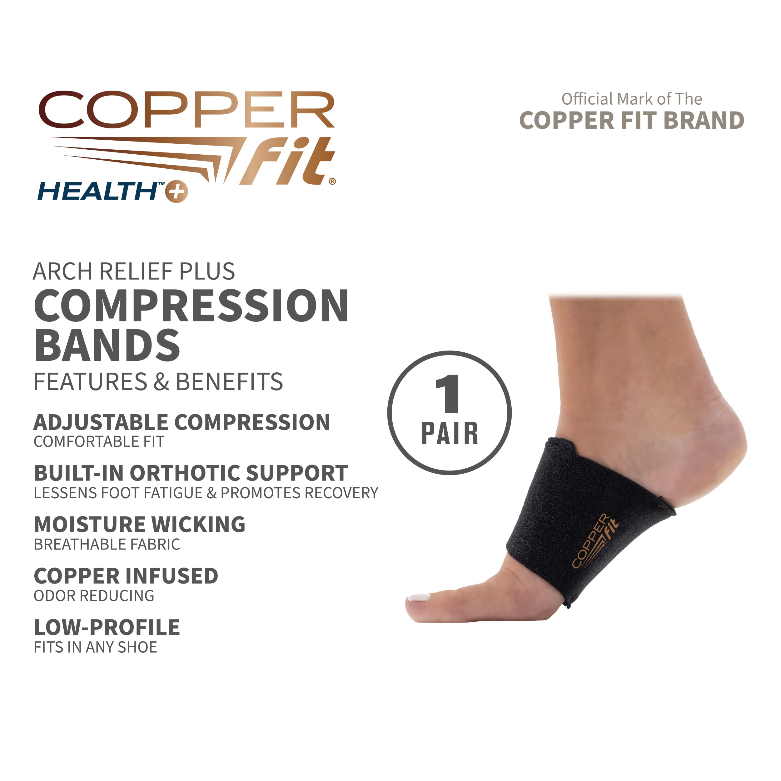 Copper Fit close-up del soporte ortótico integrado que mejora el alineamiento