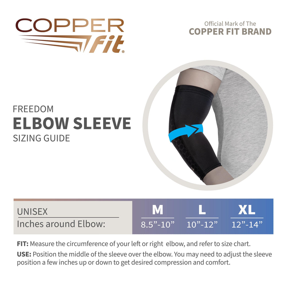 Copper Fit manguito en uso durante ejercicio ofreciendo estabilidad