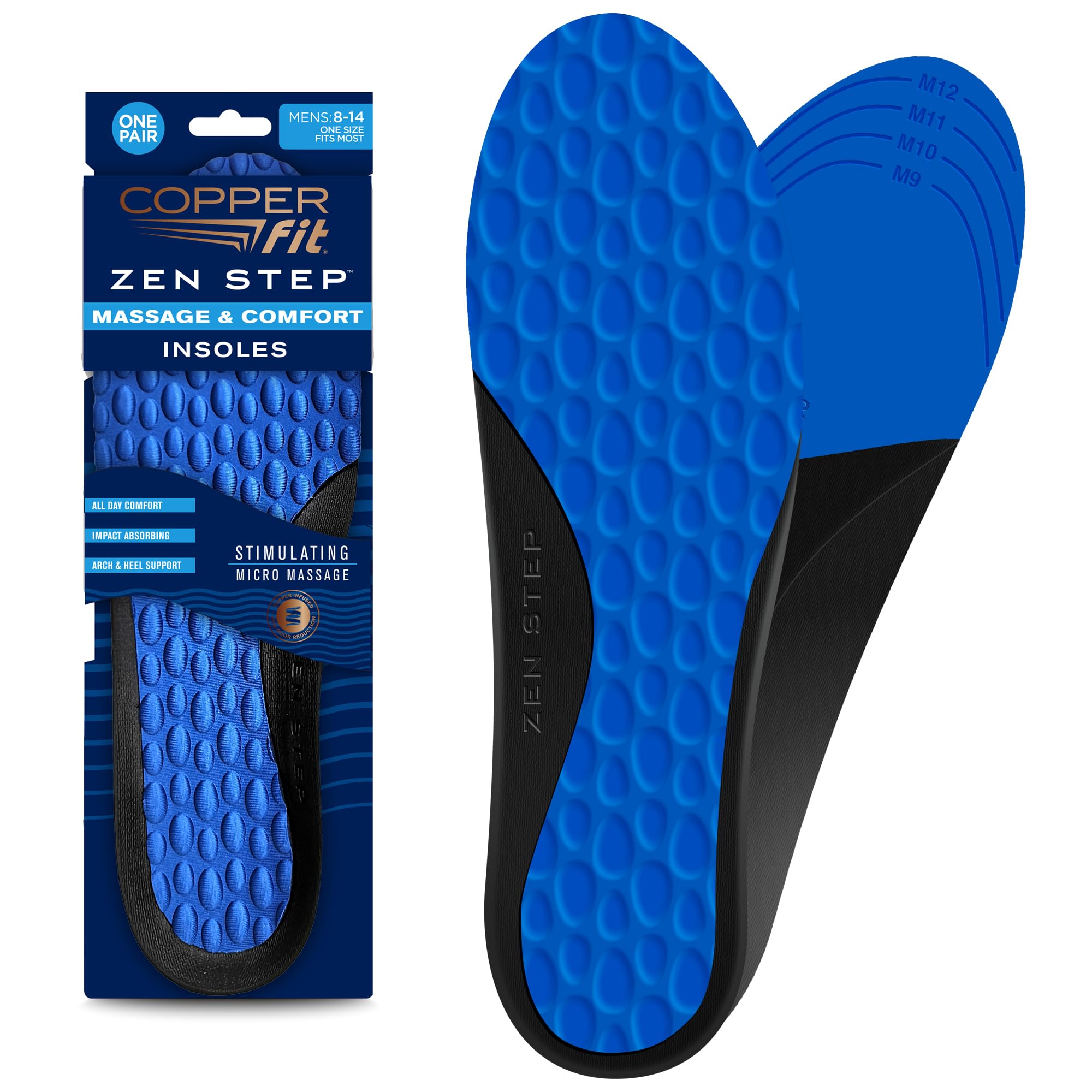 Copper Fit plantillas Zen Step vista frontal beneficios de confort