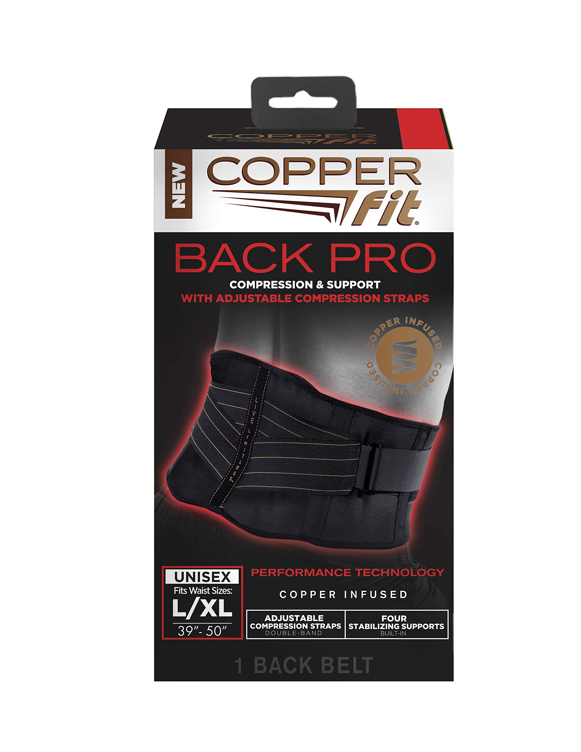 Copper Fit cierre doble y etiqueta mostrando ajuste personalizado