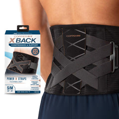 Copper Fit vista frontal de la faja con ajuste X, soporte instantáneo
