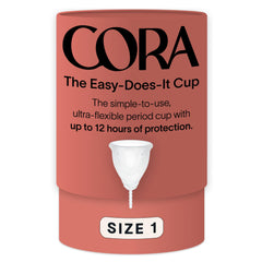 Cora copa menstrual Size 1 vista frontal, diseño cómodo y discreto