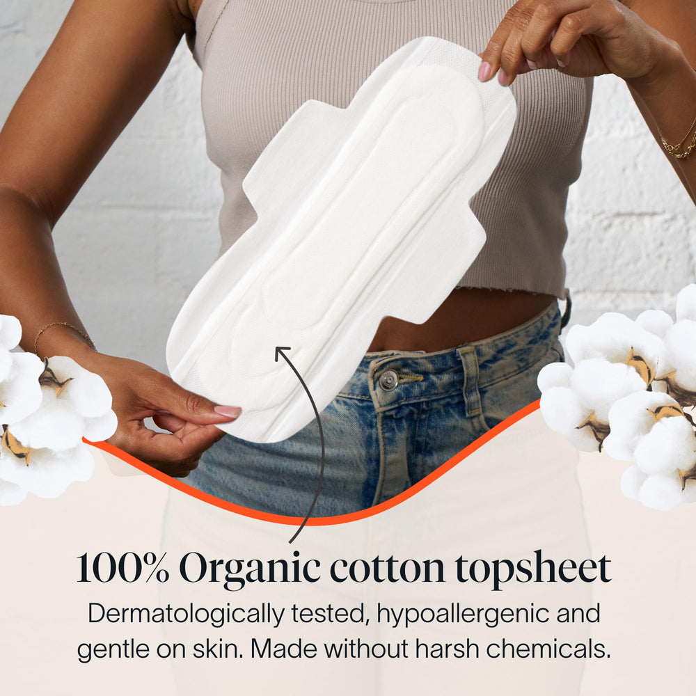 Cora textura de topsheet 100% algodón orgánico comodidad y respirabilidad