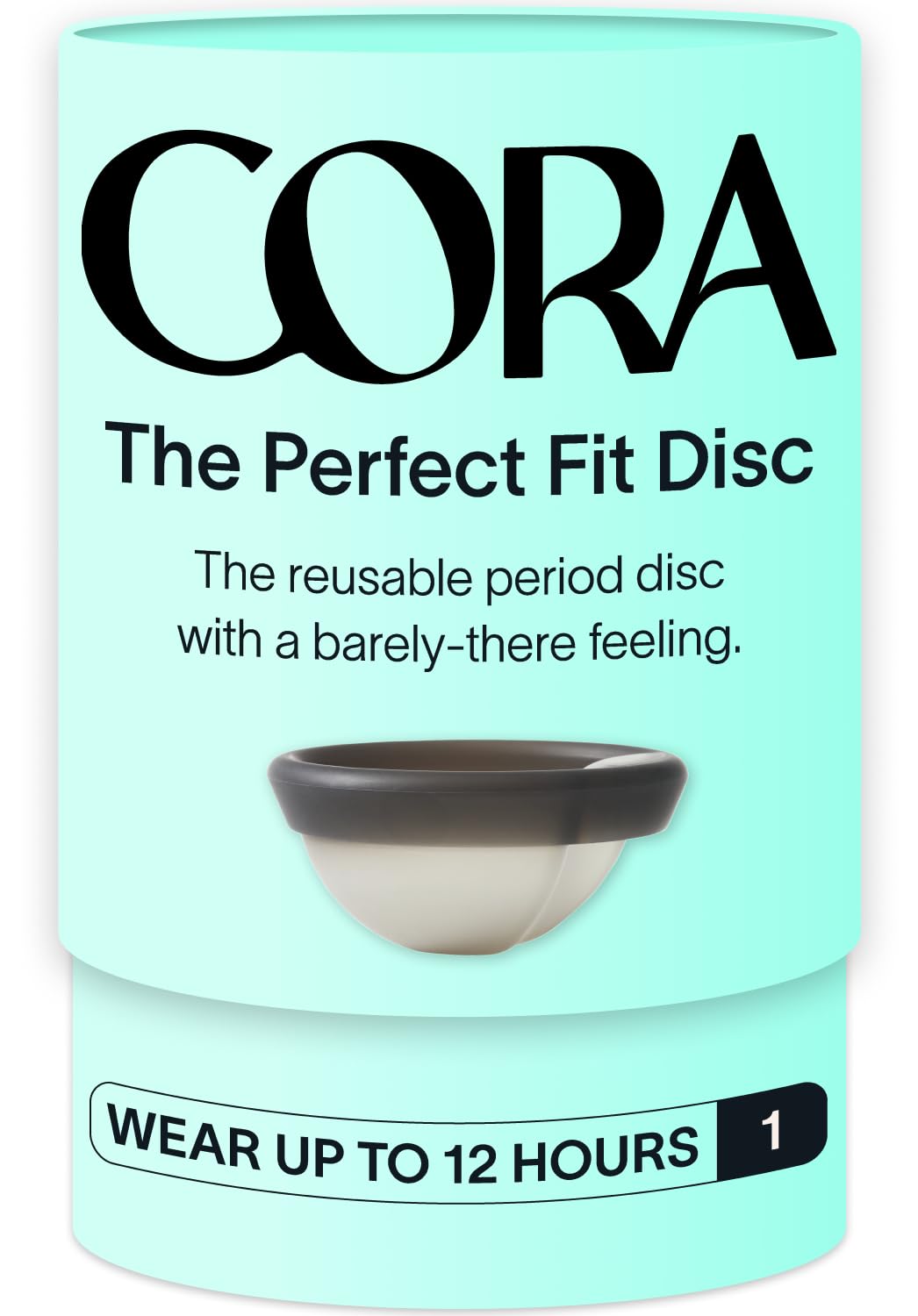 Cora disco frontal del empaque mostrando producto y beneficio reutilizable