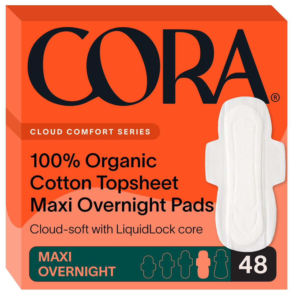 Cora empaque frontal mostrando protección nocturna y beneficios