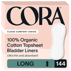 Cora empaque frontal mostrando 144 protectores y beneficios