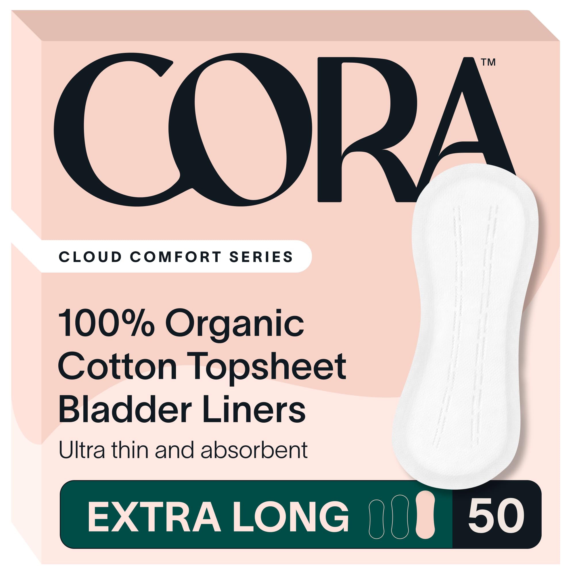 Cora empaque frontal extra largo que muestra 50 protectores y facilidad de almacenamiento