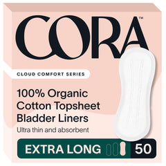 Cora empaque frontal extra largo que muestra 50 protectores y facilidad de almacenamiento